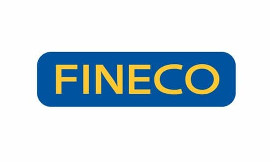 Logo di Fineco Bank su sfondo blu.