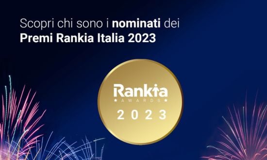 Nominati Premi Rankia Italia 2023 con fuochi d'artificio.