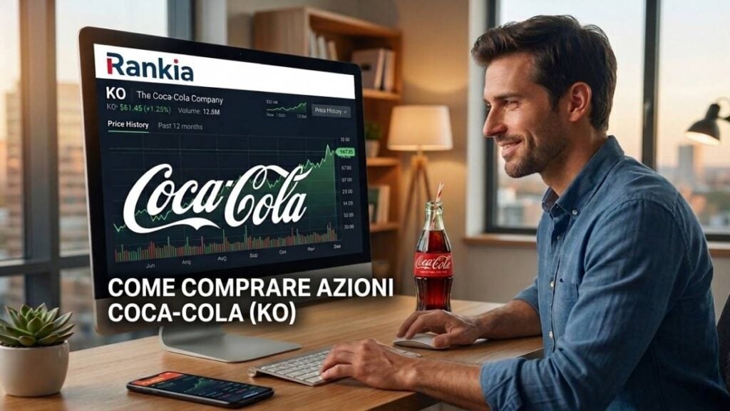 uomo al pc investendo in azioni coca-cola