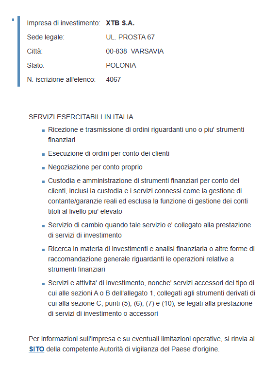 Verifica di un broker nel registro CONSOB