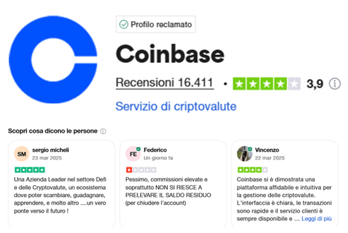 coinbase trustpilot opinioni