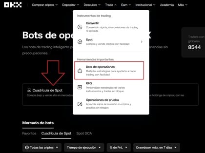 selezione del bot di trading Spot Grid su OKX