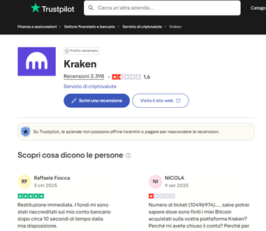 recensioni kraken trustpilot