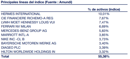 Principali posizioni per Amundi S&P Global Luxur