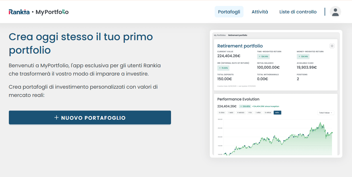 Crea portafoglio su MyPortfolio
