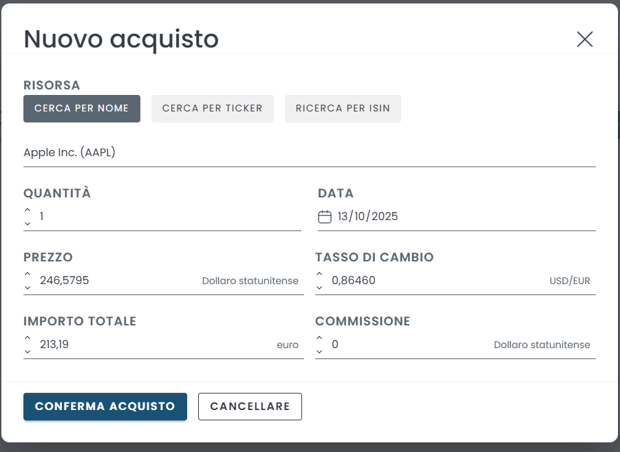 Nuovo acquisto su MyPortfolio Rankia