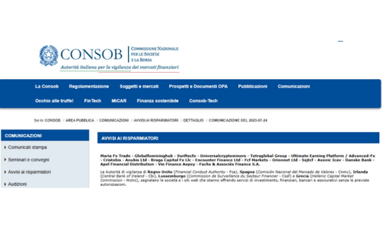consob avvertenza taotrade