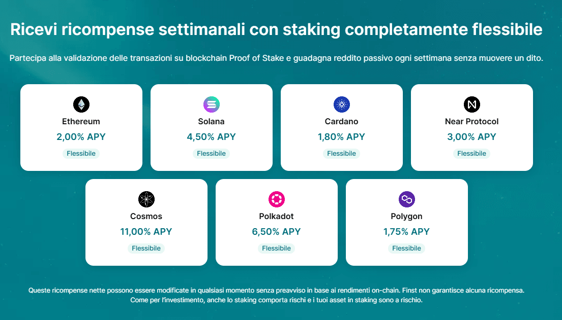ricompense per staking su finst