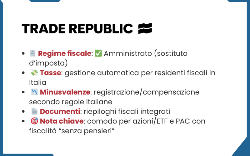 caratteristiche di trade republic come sostituto d'imposta