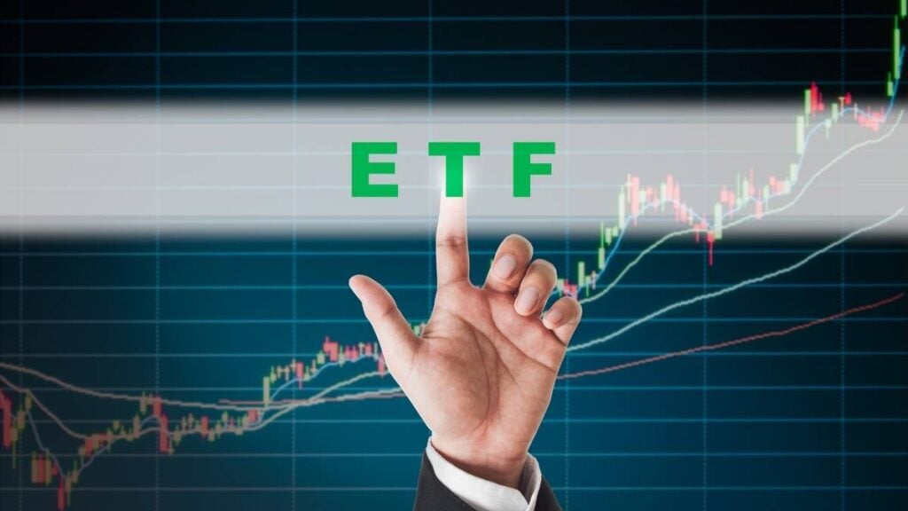 mano etf sfondo grafico di trading