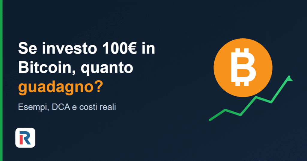 Se investo 100 euro in Bitcoin quanto guadagno: esempi, DCA e costi