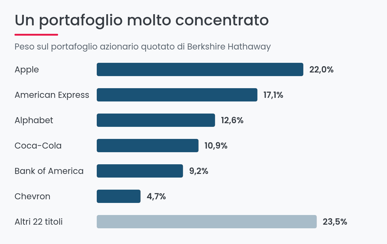 Peso delle prime posizioni nel portafoglio di Berkshire Hathaway