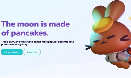 Piattaforma decentralizzata per criptovalute con mascotte coniglietto.