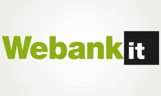 Logo di Webank in verde e nero.