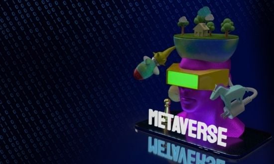 Concetto di metaverso con realtà virtuale e digitale.