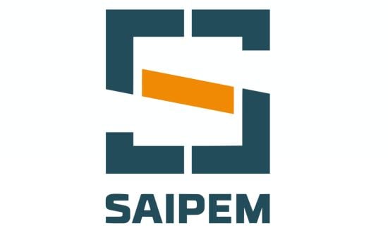 Logo di Saipem, azienda di ingegneria e costruzioni.