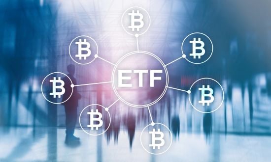 ETF Bitcoin concetto di investimento finanziario digitale.