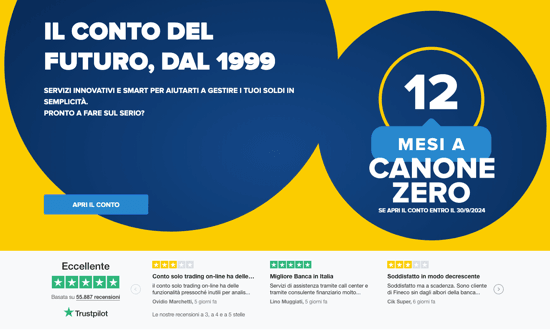 Conto bancario con 12 mesi a canone zero.