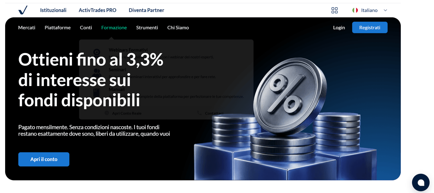 homepage Activtrades conto remunerato