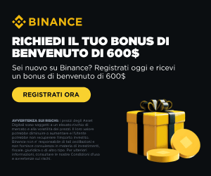 Promozione Binance bonus 600$ benvenuto
