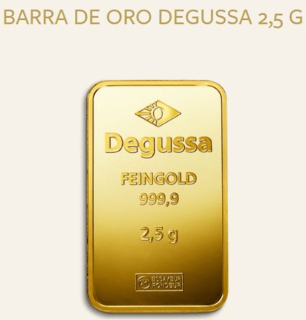 Esempio di un lingotto d'oro puro da 2,5 grammi