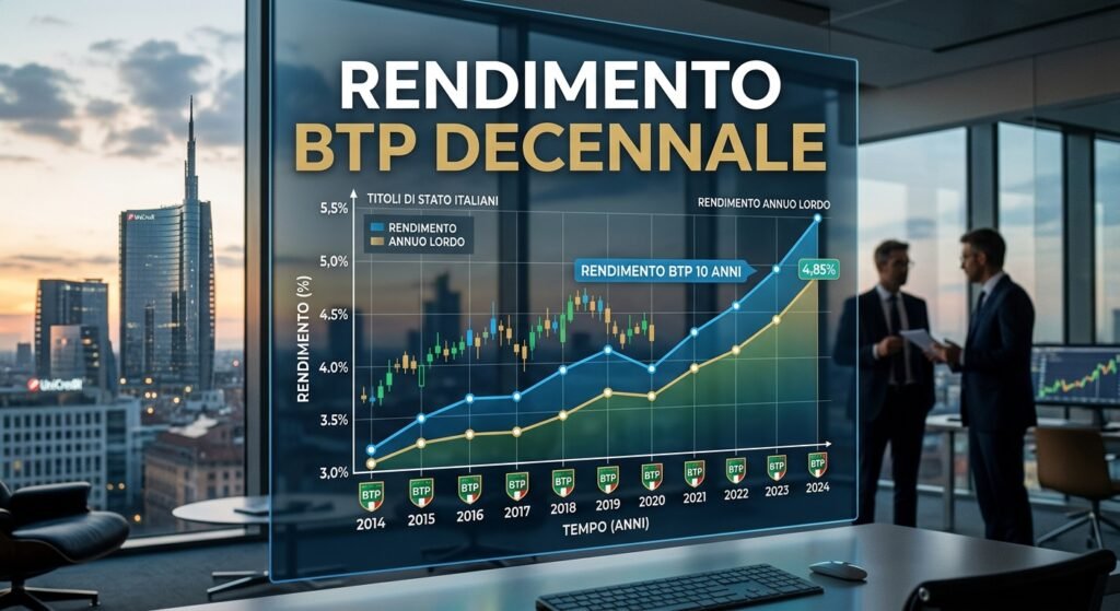 Rendimento BTP decennale: massimi storici dal 2023, oggi l'asta del Tesoro