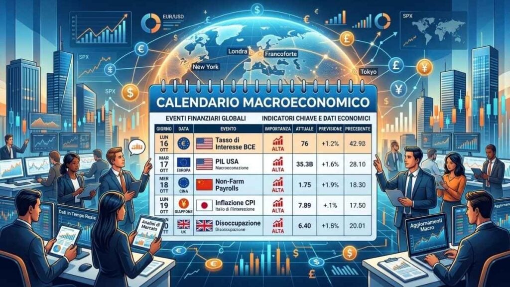 Calendario macroeconomico con date dei maggiori eventi ogni mese